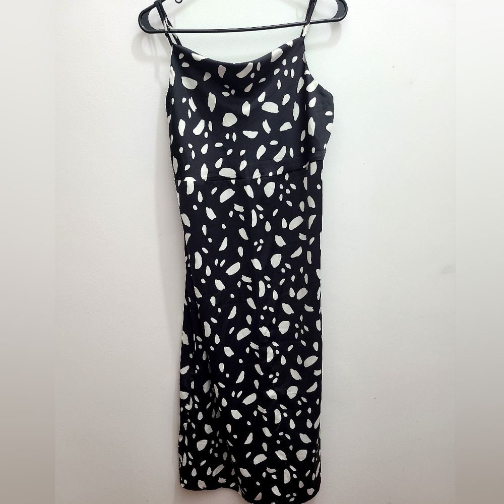 Cowl-Neck Printed Satin Midi Slip Dress - Picture 2 of 6